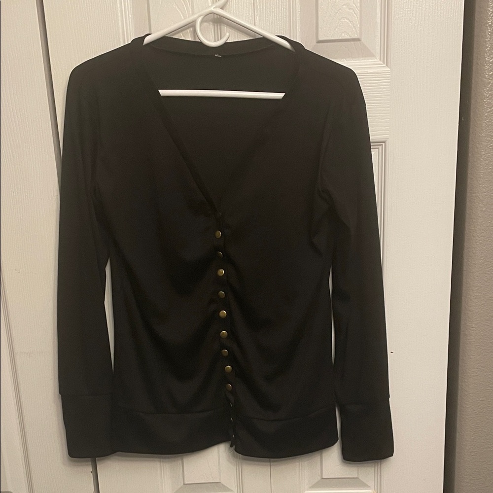 Elegant Black Button-Up Women's Sweater